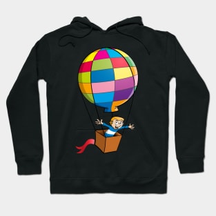 The boy in the hot air balloon. Vector Illustration Hoodie